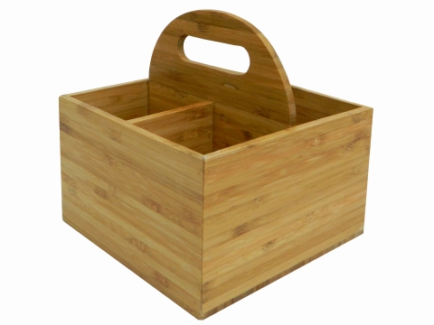 Square bamboo flatware caddy